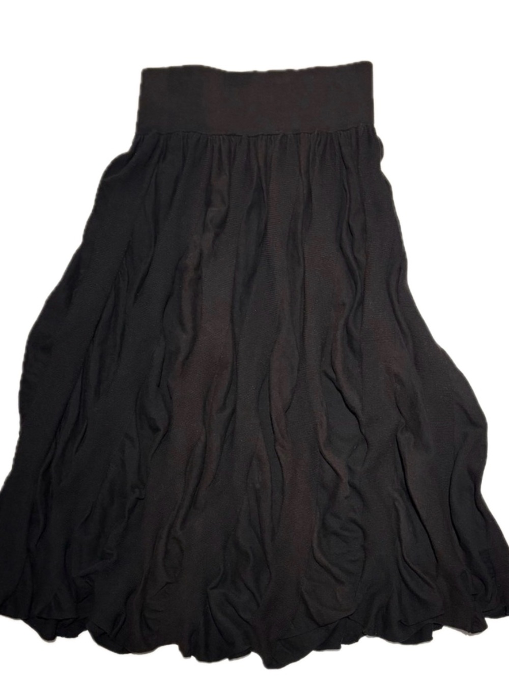 SC & Co. Black Washer Pleat Elastic Waist Flowy Maxi Skirt Size Medium